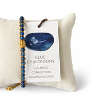 Blue Chalcedony Bracelet Gold
