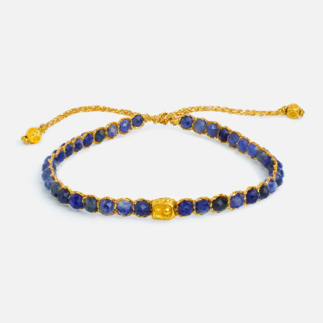Blue Sodalite Bracelet Gold