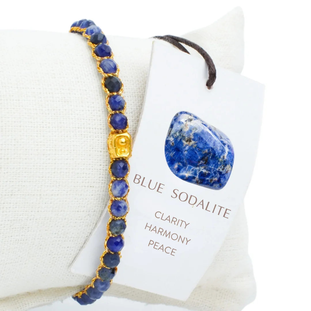 Blue Sodalite Bracelet Gold
