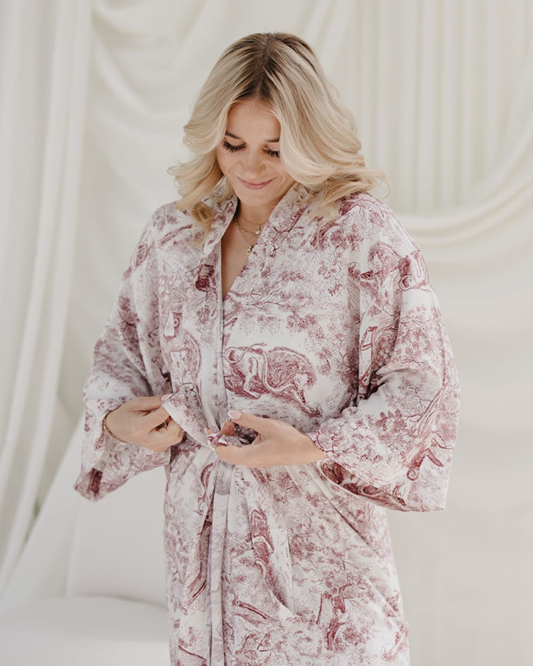 Kimono - Animal Print White/Red