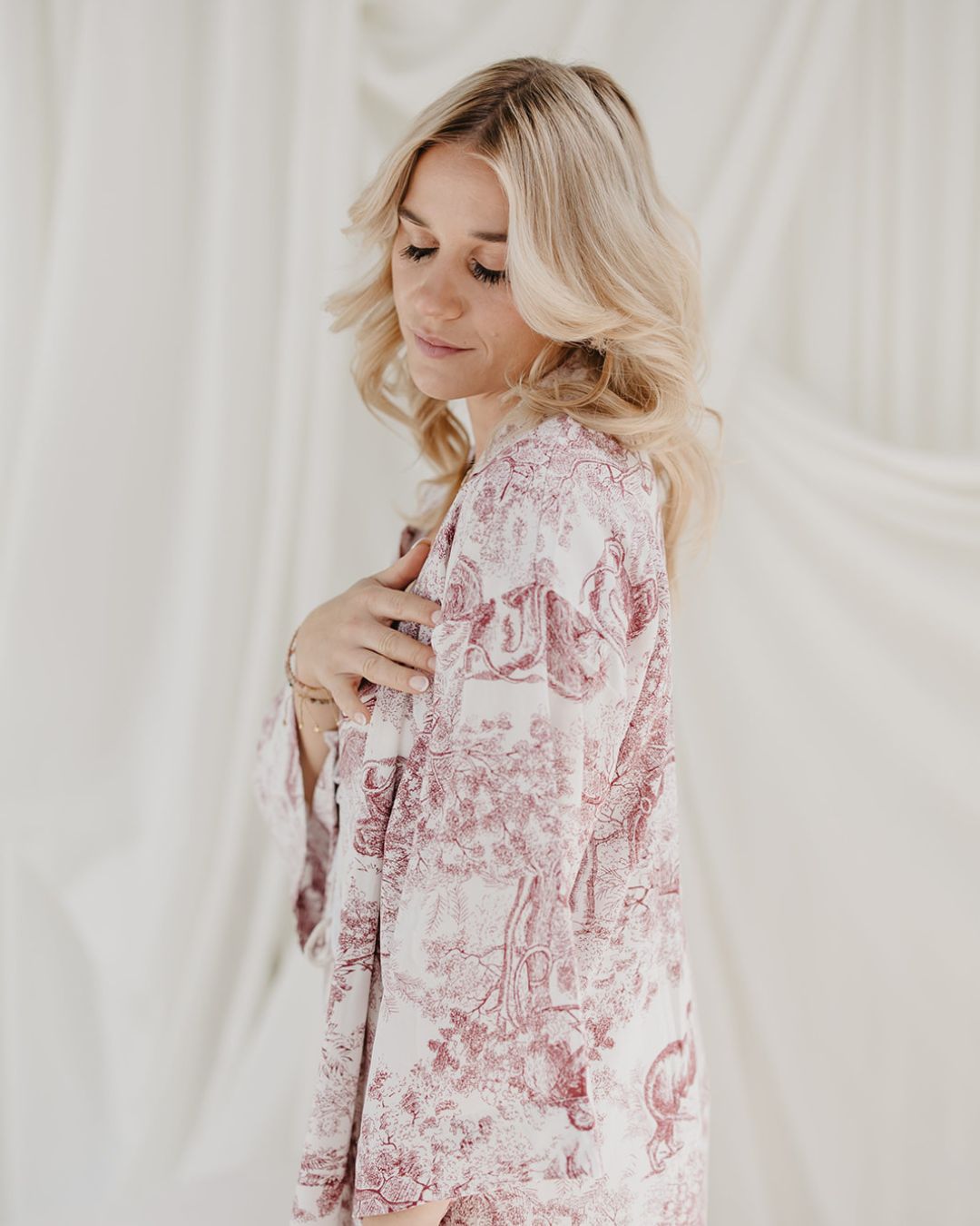 Kimono - Animal Print White/Red