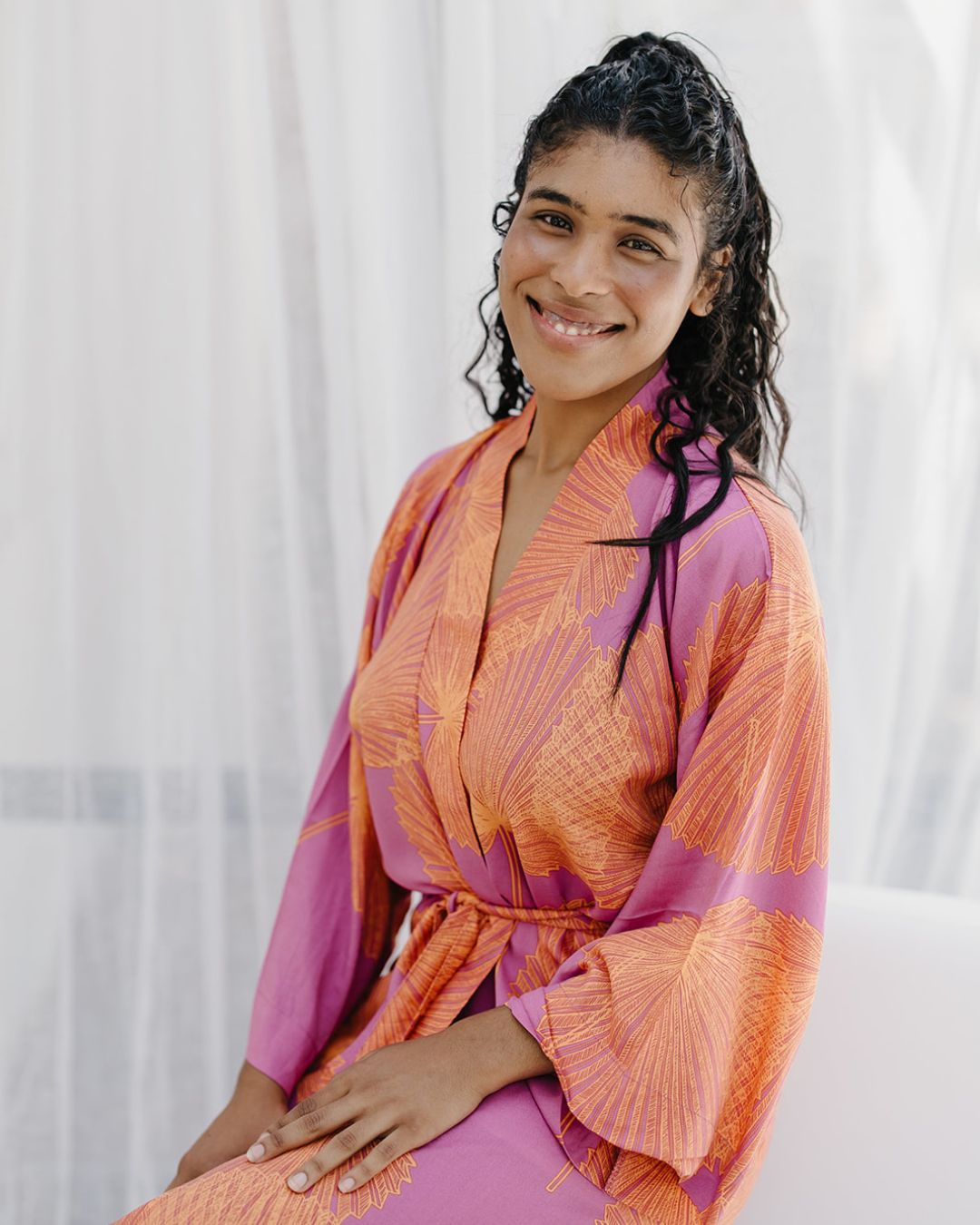 Kimono - Fan Palm Pink/Orange