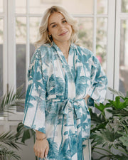 Kimono - Palm Tree White/Turquoise