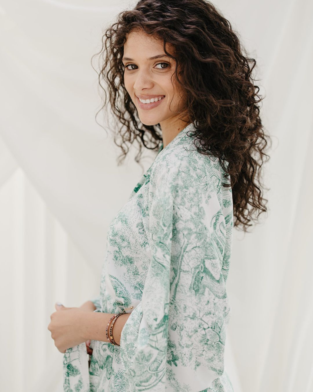 Kimono - Animal Print White/Green