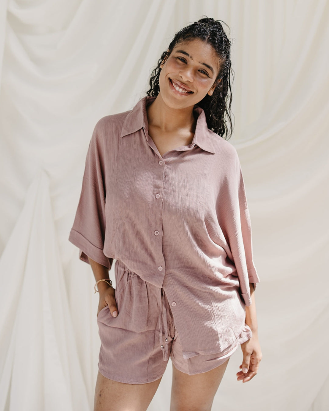 Kimono Crinkle Set - Mauve