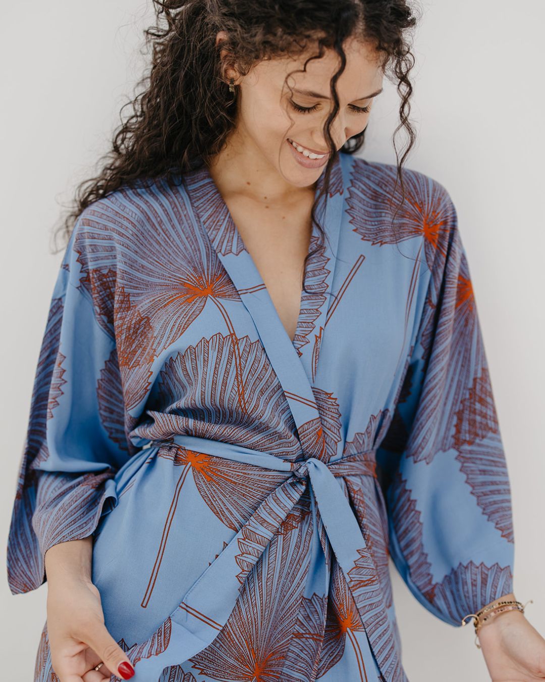 Kimono - Fan Palm Blue/Brown