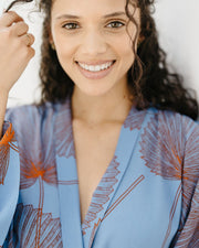 Kimono - Fan Palm Blue/Brown