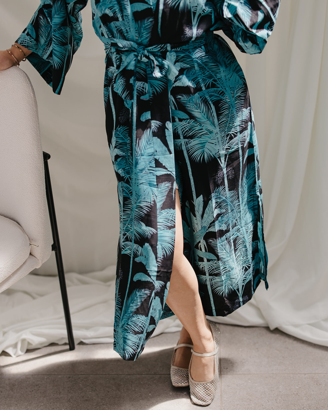 Kimono - Palm Tree Black/Turquoise