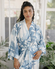 Kimono - Palm Tree White/Blue