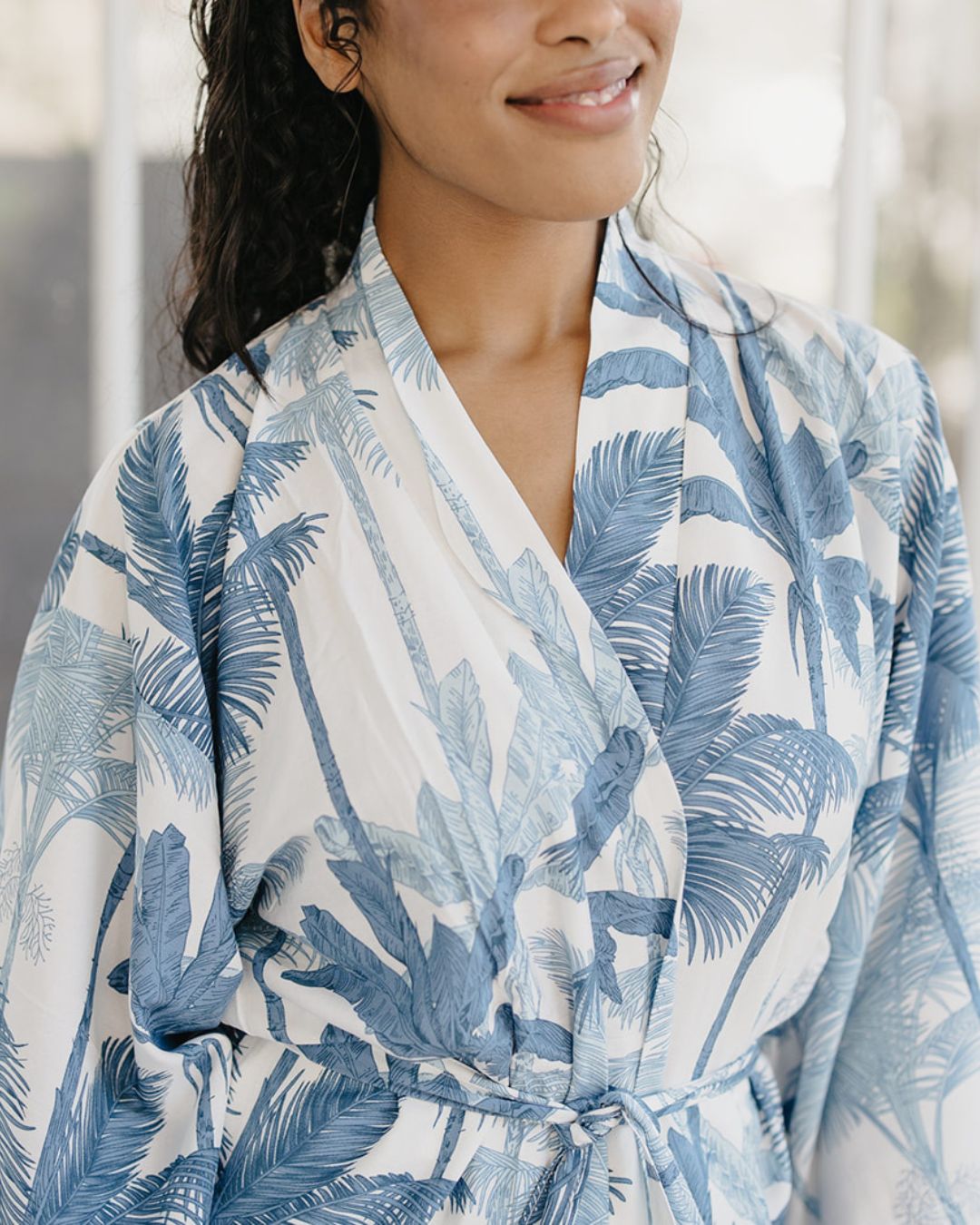Kimono - Palm Tree White/Blue