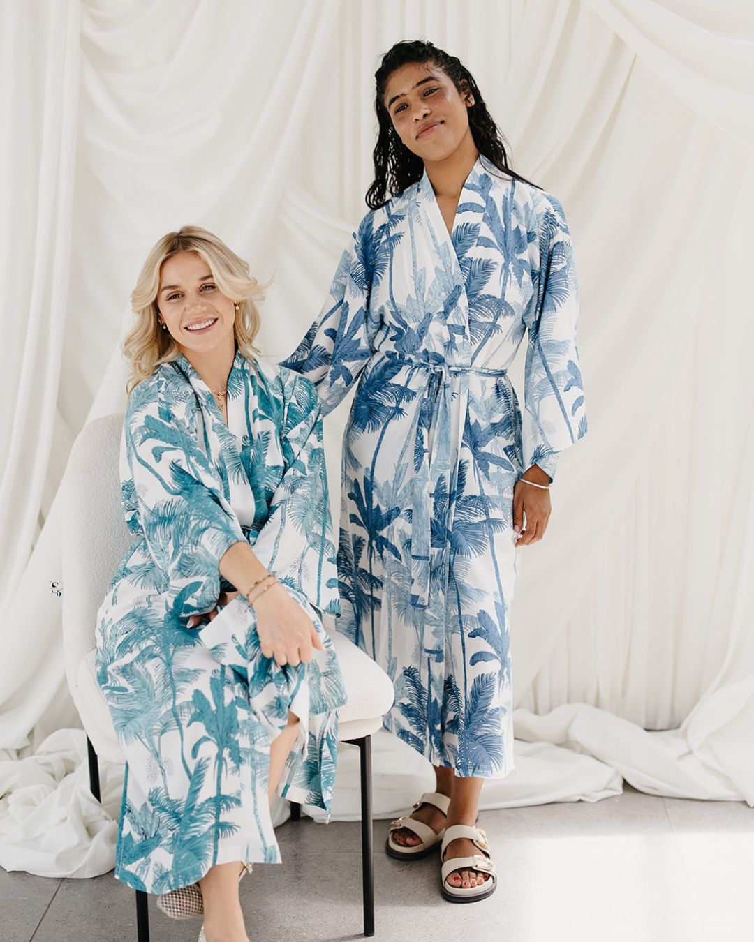 Kimono - Palm Tree White/Blue