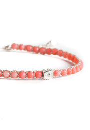 Pink Coral Bracelet Silver