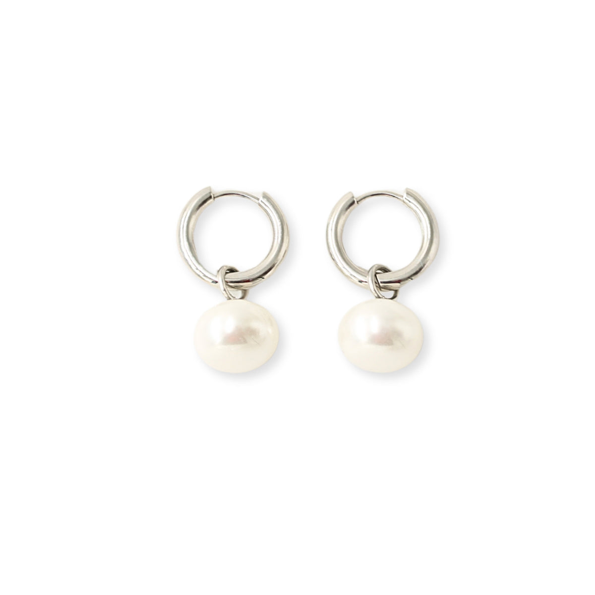 Staple Pearl Hoops Silver