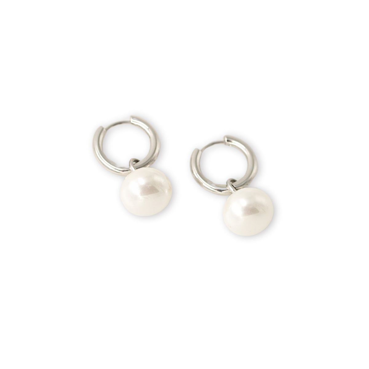 Staple Pearl Hoops Silver
