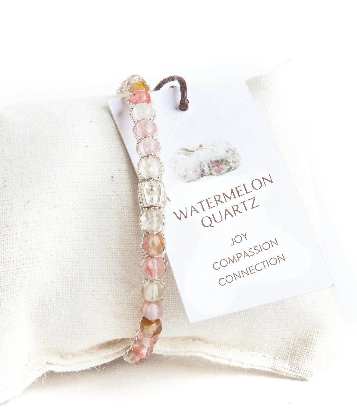 Watermelon Quartz Bracelet Silver